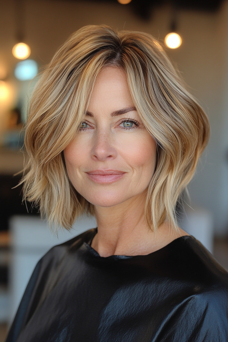 2. Golden Blonde Angled Bob (Bob Hairstyles For Women Over 40) - Bob Hairstyles For Women Over 40