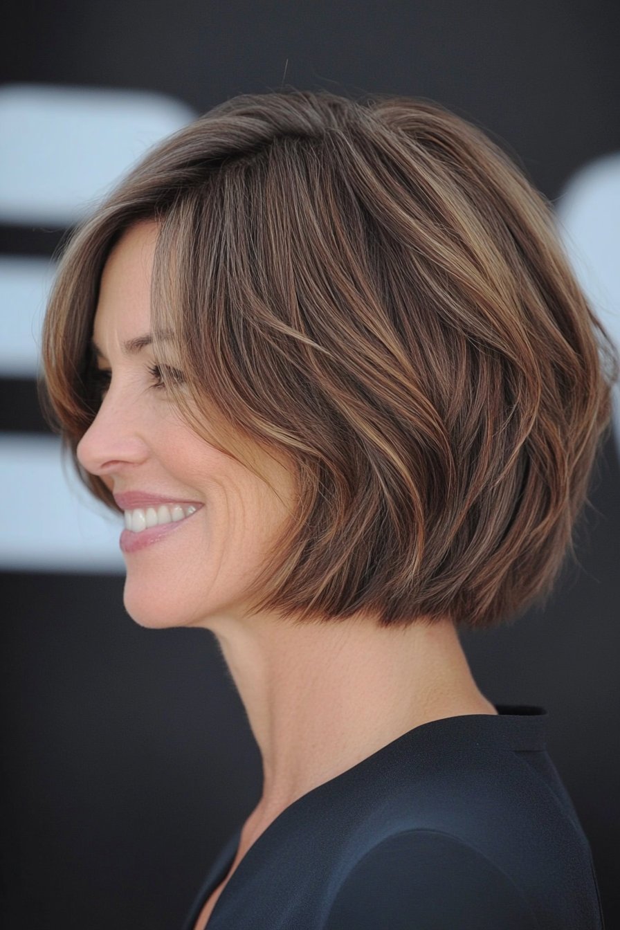 3. Subtle Ash Brown Textured Bob (Bob Hairstyles For Women Over 40) - Bob Hairstyles For Women Over 40