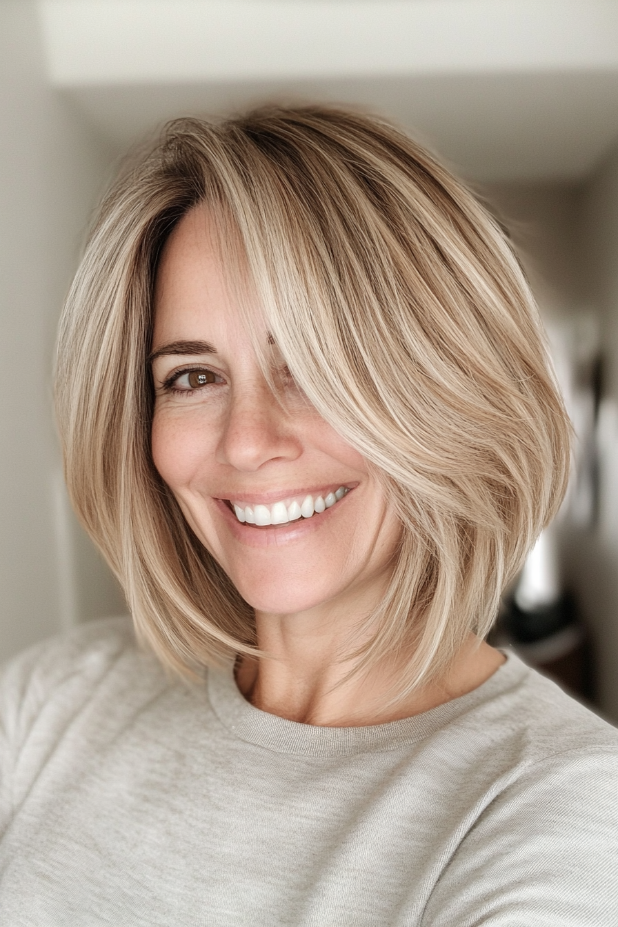 9. Ash Blonde Stacked Bob (Bob Hairstyles For Women Over 40) - Bob Hairstyles For Women Over 40