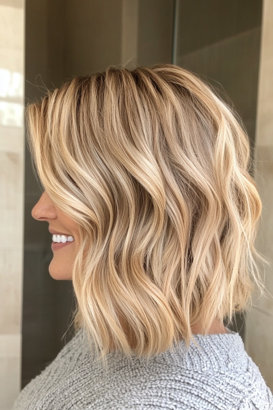 11. Sandy Blonde Wavy Bob (Bob Hairstyles For Women Over 40) - Bob Hairstyles For Women Over 40