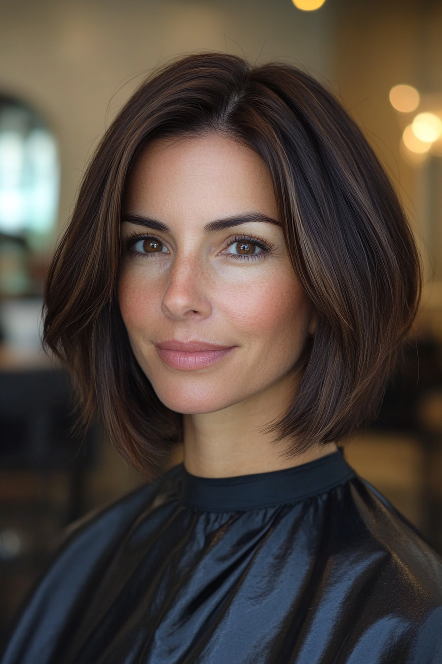 12. Rich Espresso Sleek Bob (Bob Hairstyles For Women Over 40) - Bob Hairstyles For Women Over 40