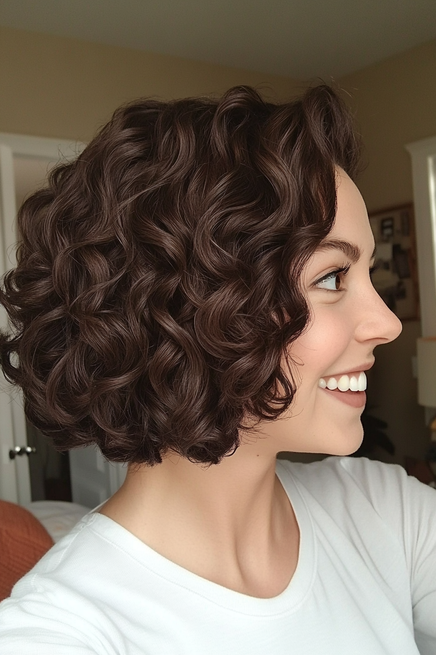 18. Dark Chocolate Curly Bob (Bob Hairstyles For Women Over 40) - Bob Hairstyles For Women Over 40