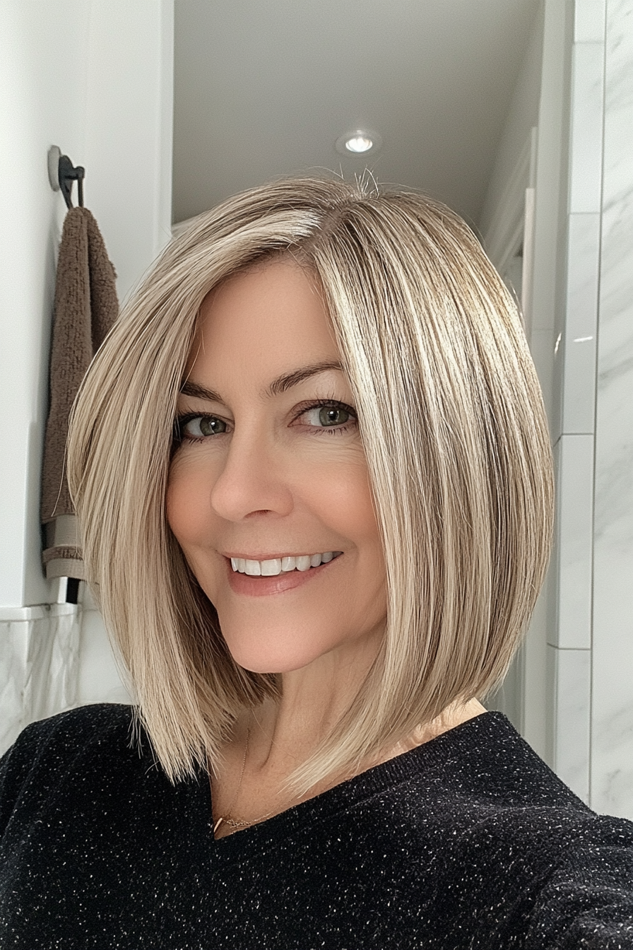 27. Neutral Blonde A-Line Bob (Bob Hairstyles For Women Over 40) - Bob Hairstyles For Women Over 40