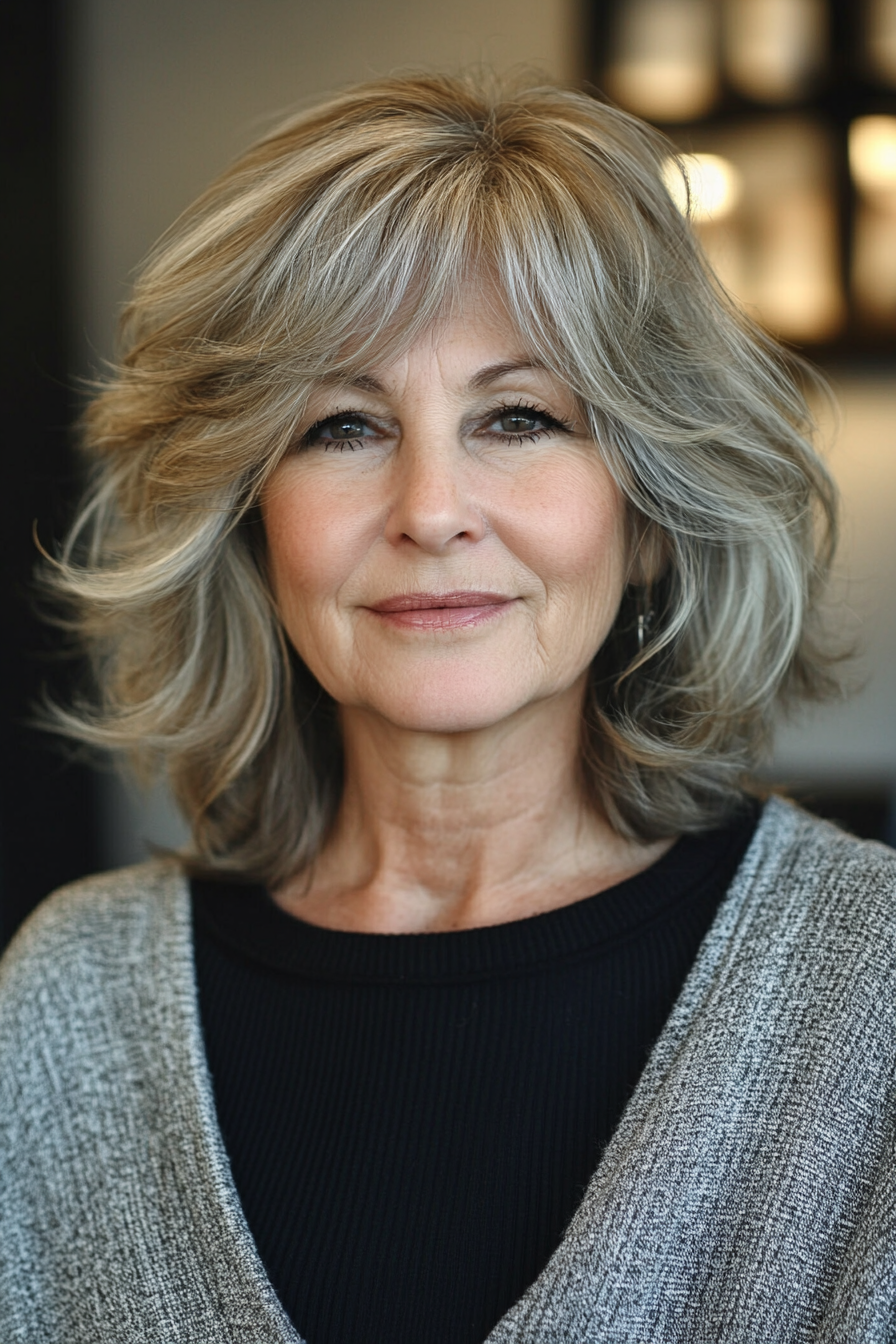 3. Layered Shag with Sandy Blonde (Hairstyles For Older Women With Fine Hair) - Hairstyles For Older Women With Fine Hair