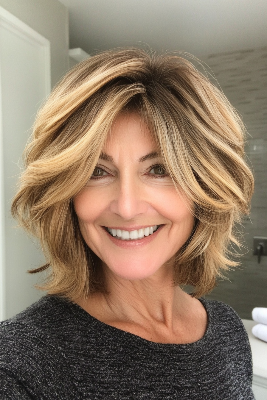 13. Shaggy Bob with Golden Blonde (Hairstyles For Older Women With Fine Hair) - Hairstyles For Older Women With Fine Hair
