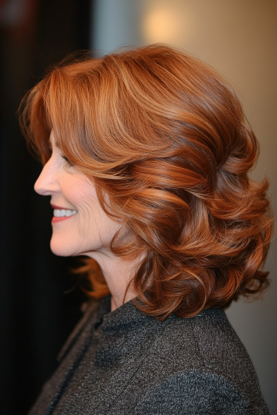 18. Soft Curls with Warm Mahogany (Hairstyles For Older Women With Fine Hair) - Hairstyles For Older Women With Fine Hair