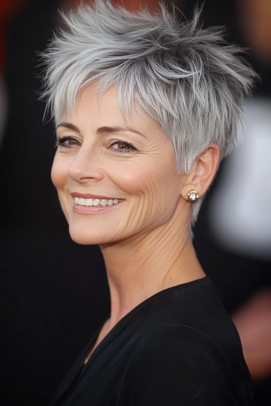 27. Wispy Pixie with Frosted Gray (Hairstyles For Older Women With Fine Hair) - Hairstyles For Older Women With Fine Hair