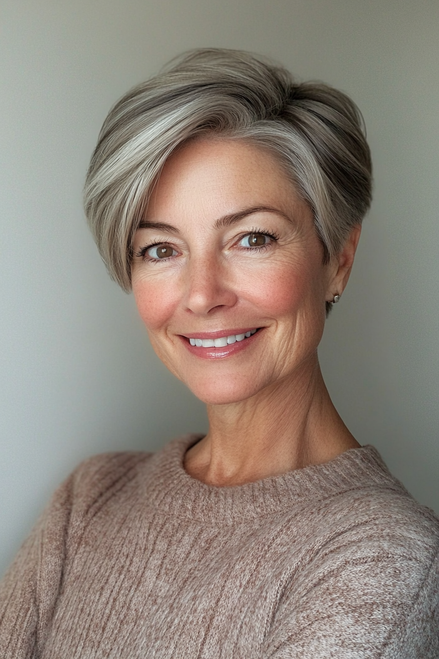25. Short Crop with Warm Taupe (Hairstyles For Older Women With Fine Hair) - Hairstyles For Older Women With Fine Hair