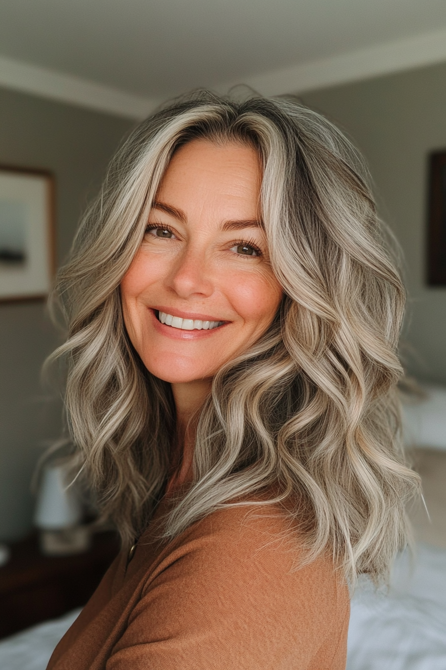 23. Tousled Waves with Ash Blonde (Hairstyles For Older Women With Fine Hair) - Hairstyles For Older Women With Fine Hair