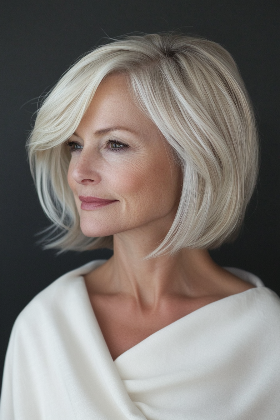 10. Feathered Bob in Sandy Blonde (Bob Hairstyles For Women Over 50) - Bob Hairstyles For Women Over 50