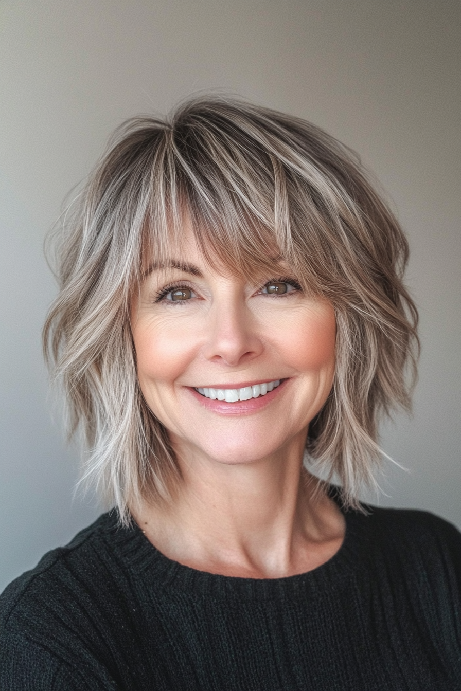 23. Fringed Bob in Dark Blonde (Bob Hairstyles For Women Over 50) - Bob Hairstyles For Women Over 50