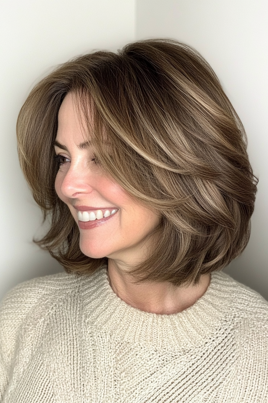 21. Voluminous Bob in Medium Ash Brown (Bob Hairstyles For Women Over 50) - Bob Hairstyles For Women Over 50
