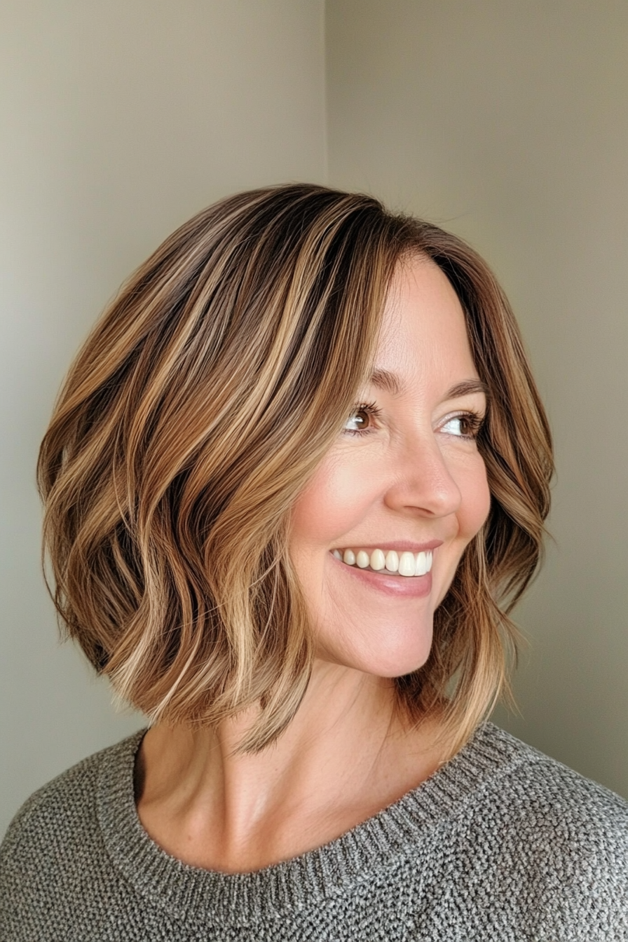 20. Soft Bob with Subtle Balayage in Chestnut (Bob Hairstyles For Women Over 50) - Bob Hairstyles For Women Over 50