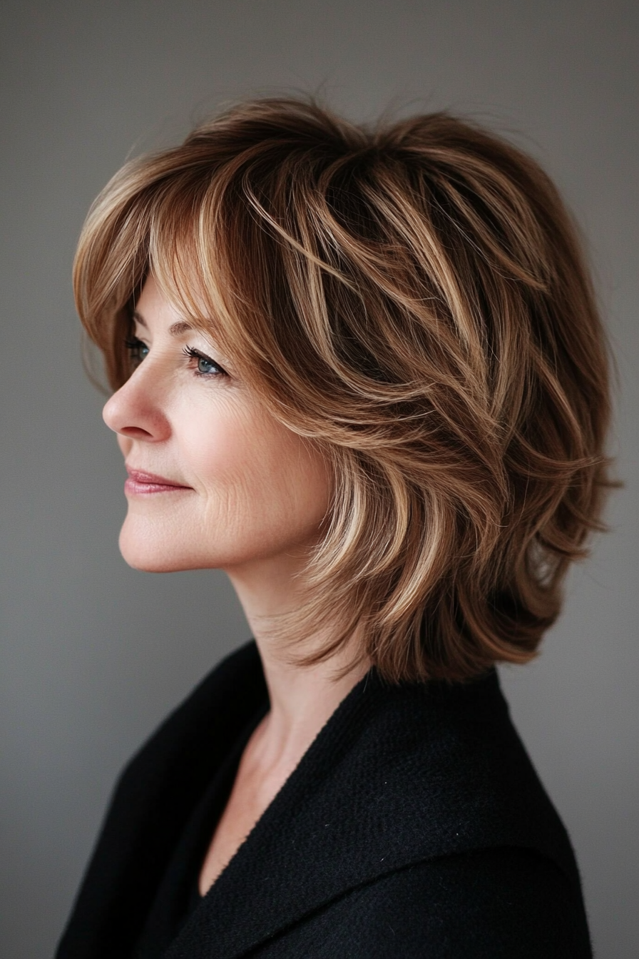 13. Shaggy Bob in Light Brown (Bob Hairstyles For Women Over 50) - Bob Hairstyles For Women Over 50