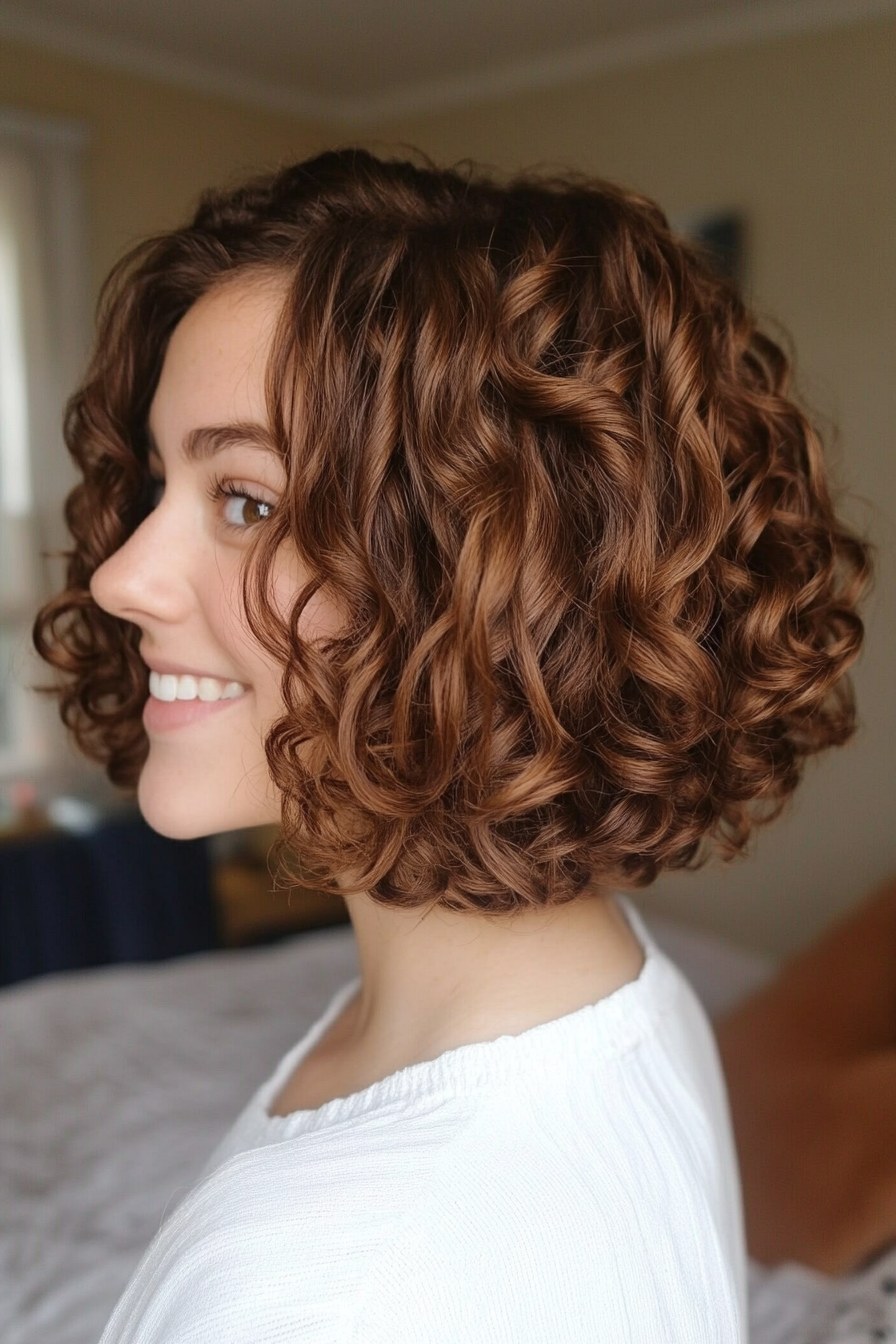 1. Classic Curly Bob in Chestnut Brown (Short Curly Hairstyles For Women) - Short Curly Hairstyles For Women