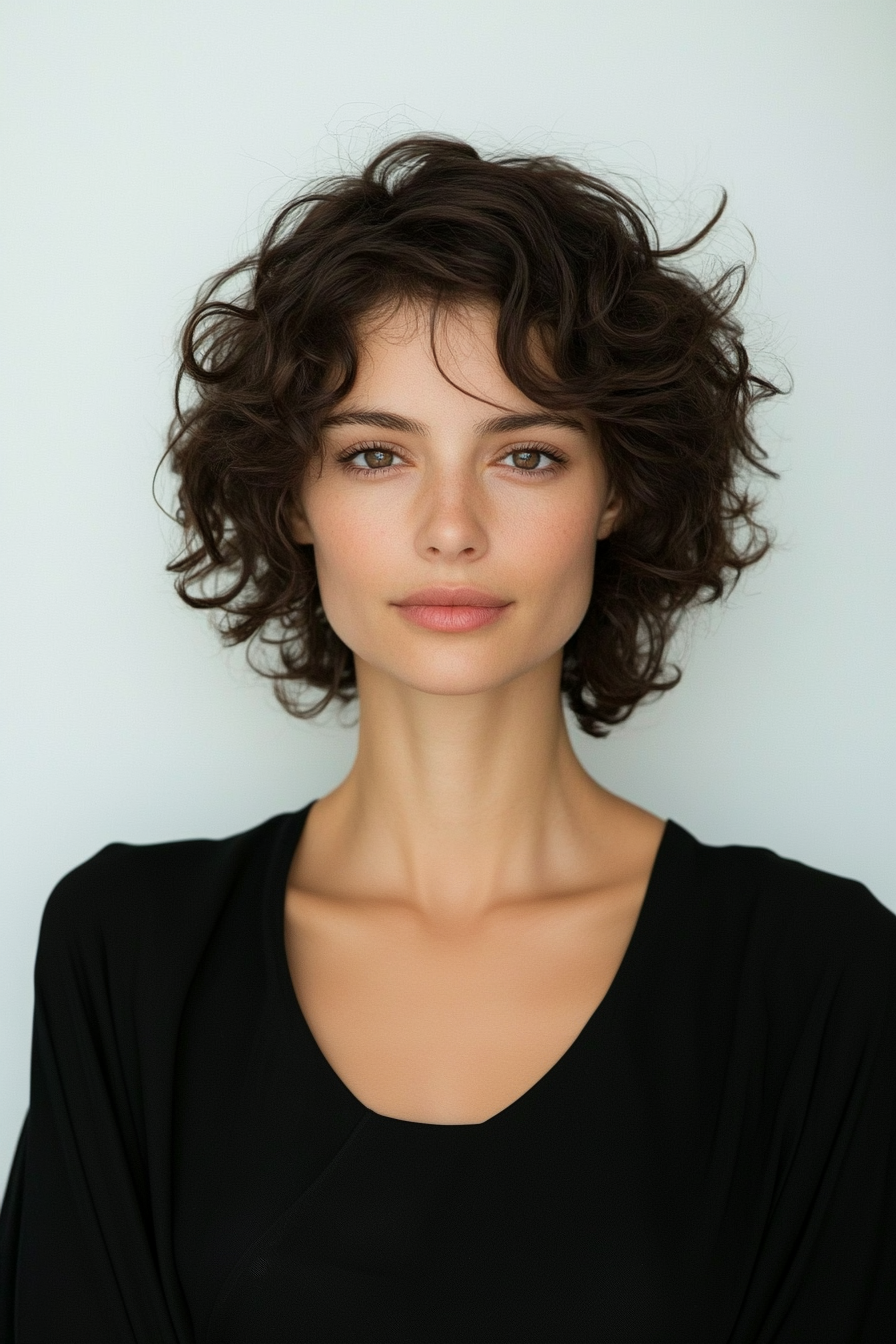 3. Soft Curly Lob in Dark Chocolate (Short Curly Hairstyles For Women) - Short Curly Hairstyles For Women