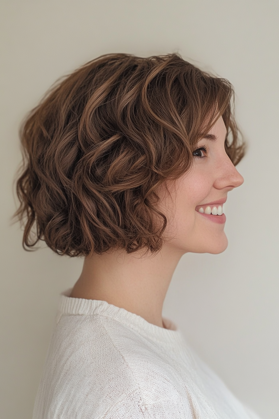 5. Angled Bob in Ash Brown (Short Curly Hairstyles For Women) - Short Curly Hairstyles For Women