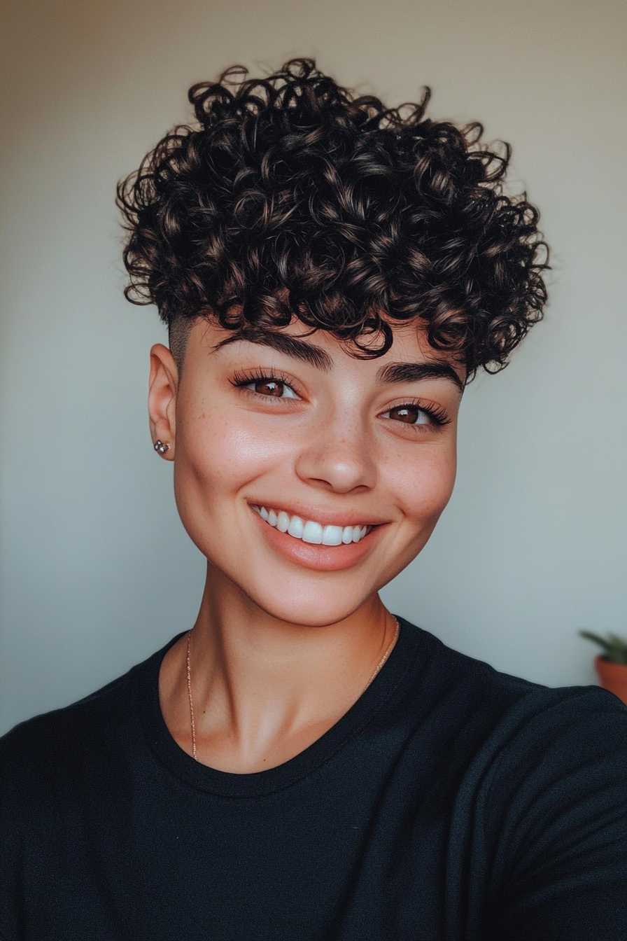 11. Curly Undercut in Deep Espresso (Short Curly Hairstyles For Women) - Short Curly Hairstyles For Women