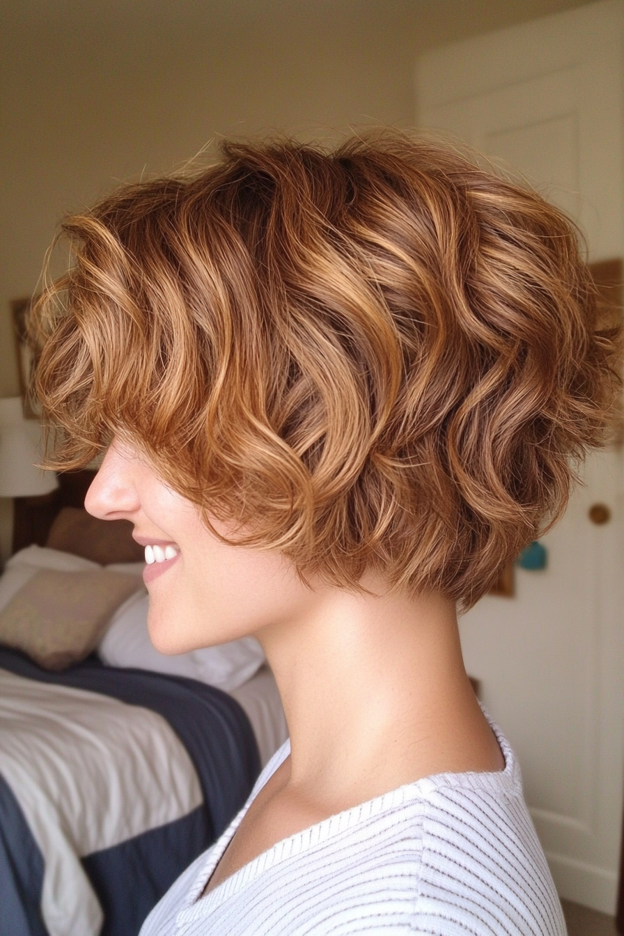 12. Soft Shag in Golden Brown (Short Curly Hairstyles For Women) - Short Curly Hairstyles For Women