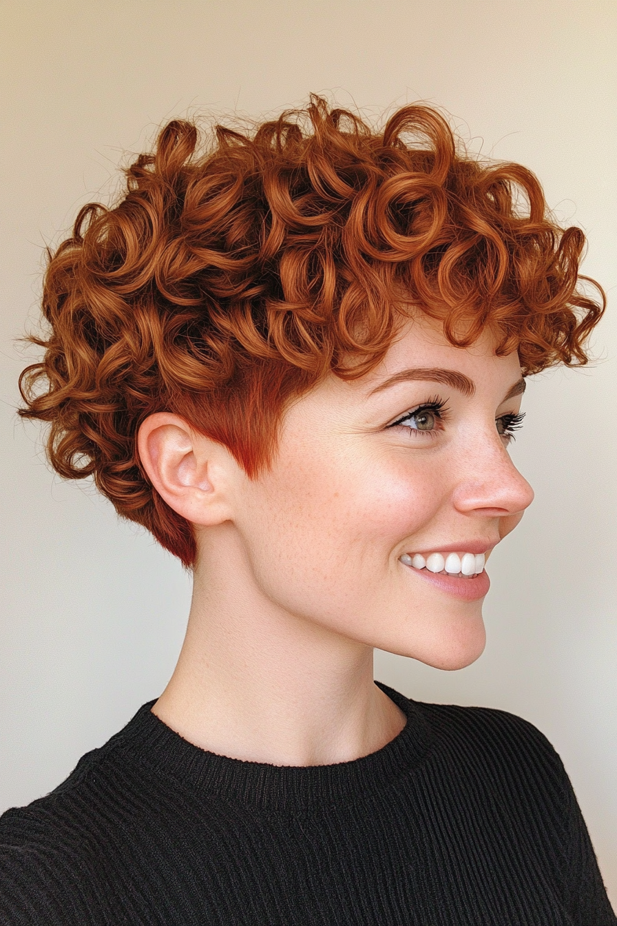 13. Tapered Crop with Cinnamon Red (Short Curly Hairstyles For Women) - Short Curly Hairstyles For Women