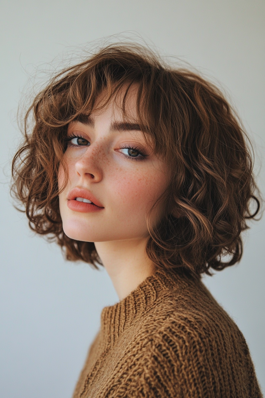 20. Shaggy Bob in Light Brown (Short Curly Hairstyles For Women) - Short Curly Hairstyles For Women