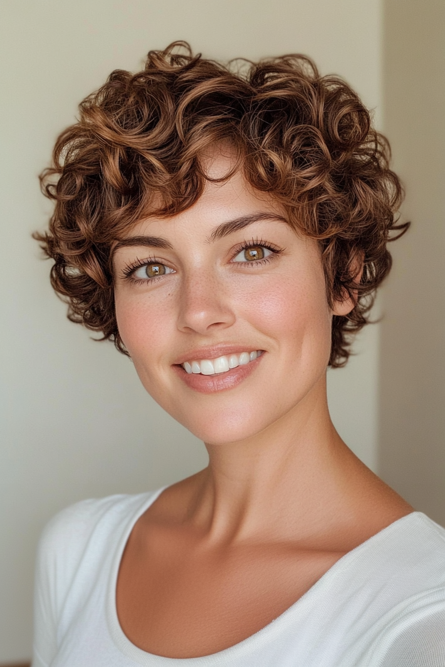 23. Pixie Bob in Cool Chestnut (Short Curly Hairstyles For Women) - Short Curly Hairstyles For Women