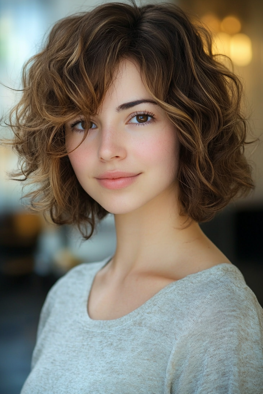 27. Layered Lob with Subtle Ombre (Short Curly Hairstyles For Women) - Short Curly Hairstyles For Women
