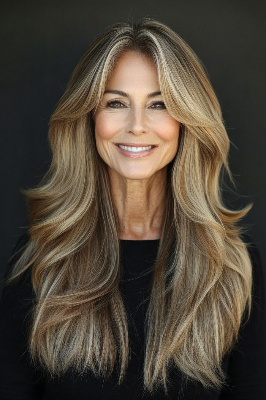 3. Soft Layers with Sandy Blonde Hues (Long Haircuts For Older Women) - Long Haircuts For Older Women