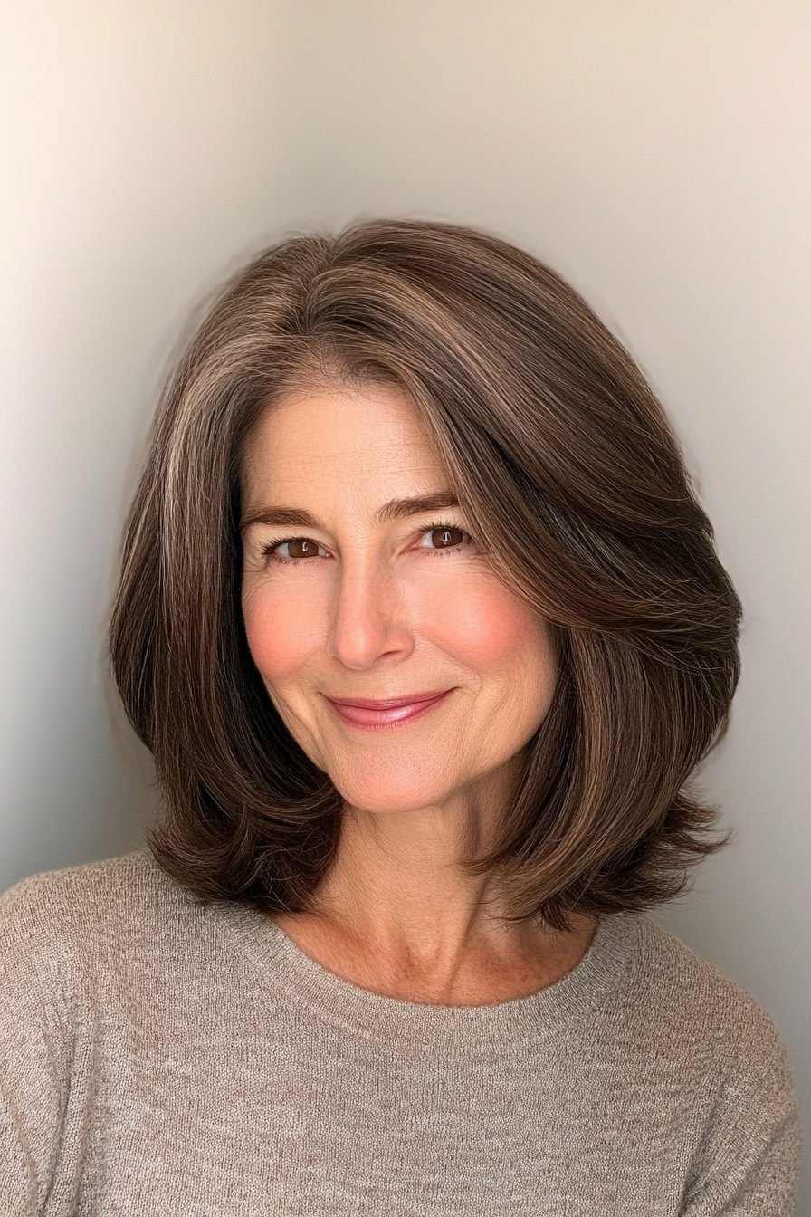 17. Classic Midi Cut in Chocolate Brown (Medium Length Hairstyles For Women Over 60) - Medium Length Hairstyles For Women Over 60