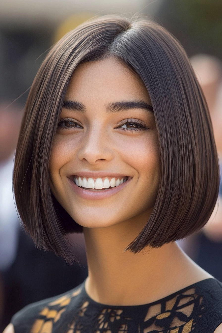27. Blunt Bob in Neutral Dark Brown (Medium Bob Hairstyles) - Medium Bob Hairstyles