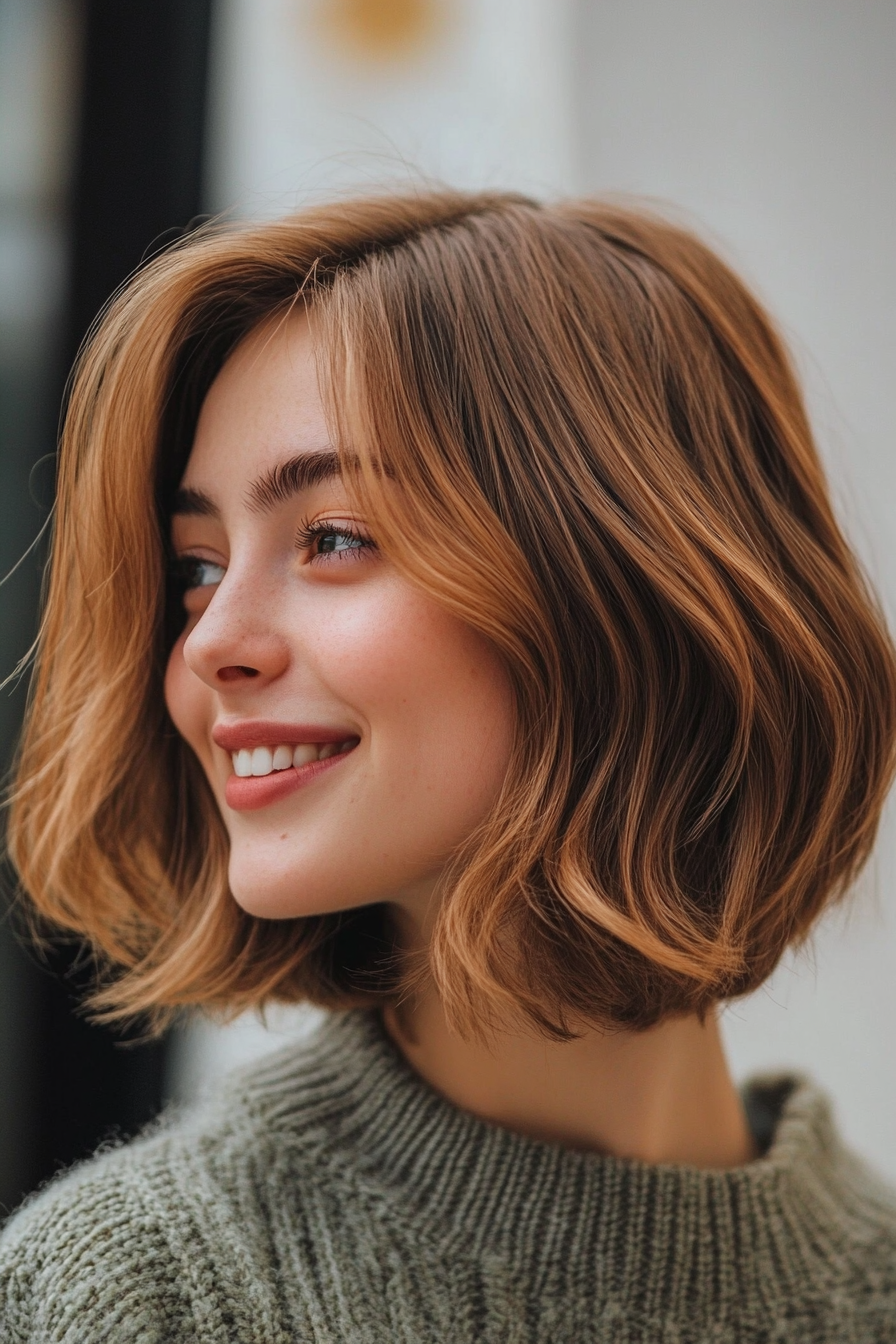 11. Textured Bob in Dark Honey Brown (Medium Bob Hairstyles) - Medium Bob Hairstyles