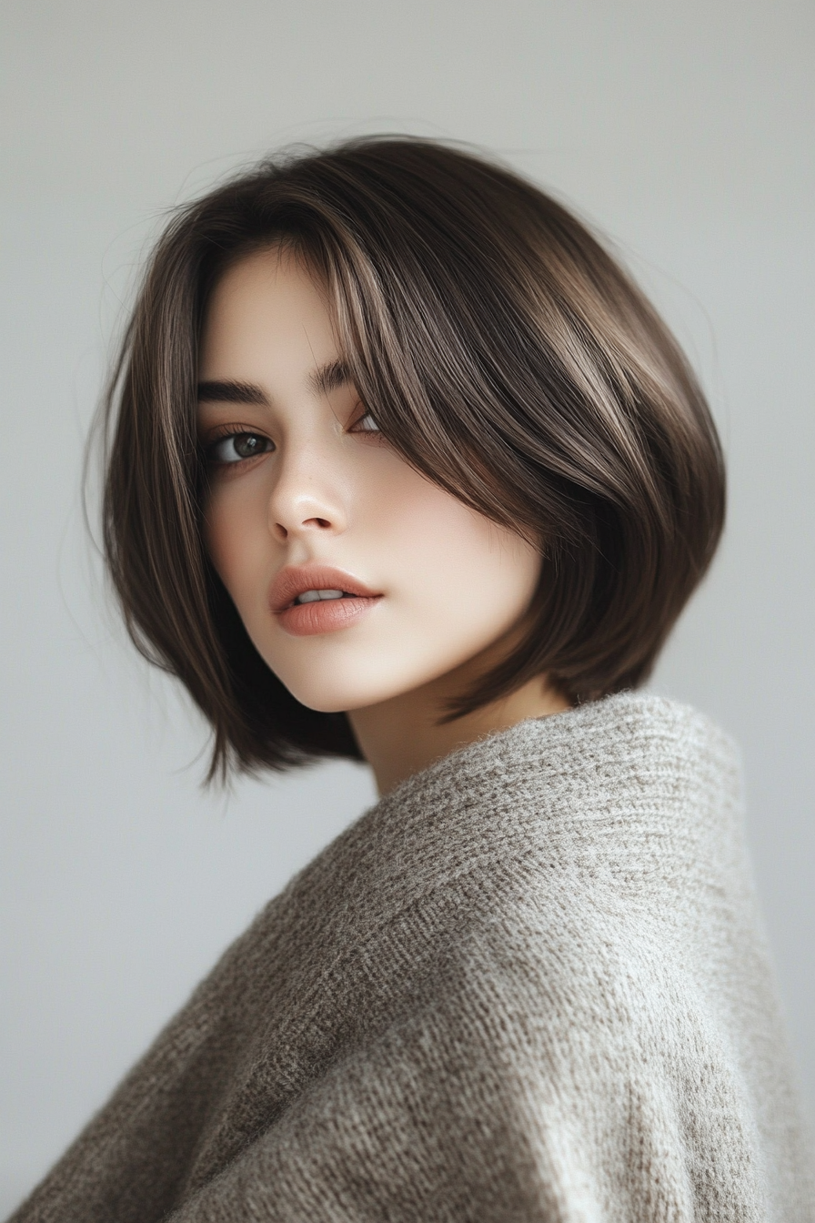 6. Curved Bob with Cool Ash Brown (Medium Bob Hairstyles) - Medium Bob Hairstyles