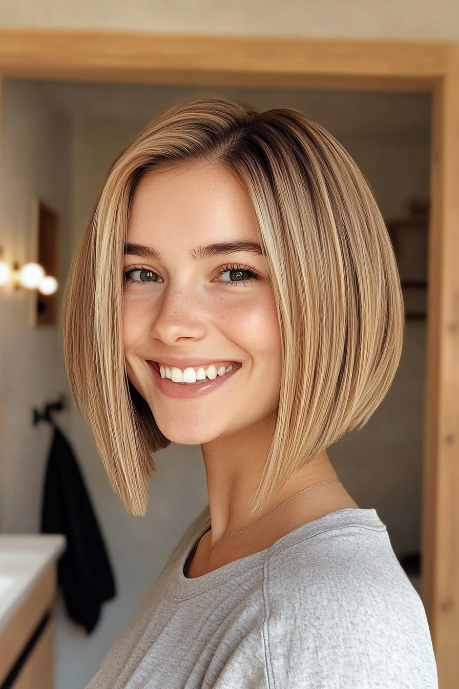 4. Soft A-Line Bob in Sandy Blonde (Medium Bob Hairstyles) - Medium Bob Hairstyles