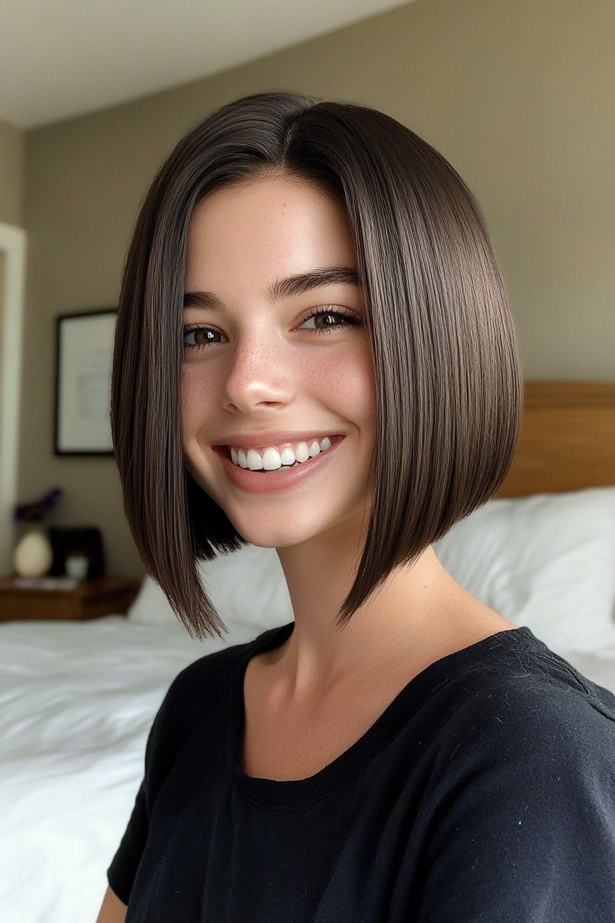 2. Sleek Blunt Bob in Dark Espresso (Medium Bob Hairstyles) - Medium Bob Hairstyles