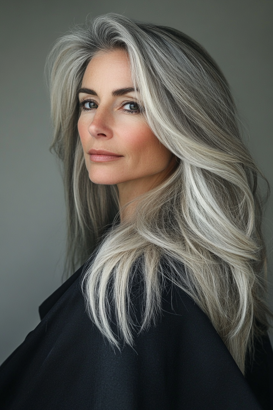 5. Ash Blonde Long Layers (Long Hairstyles For Women Over 40) - Long Hairstyles For Women Over 40