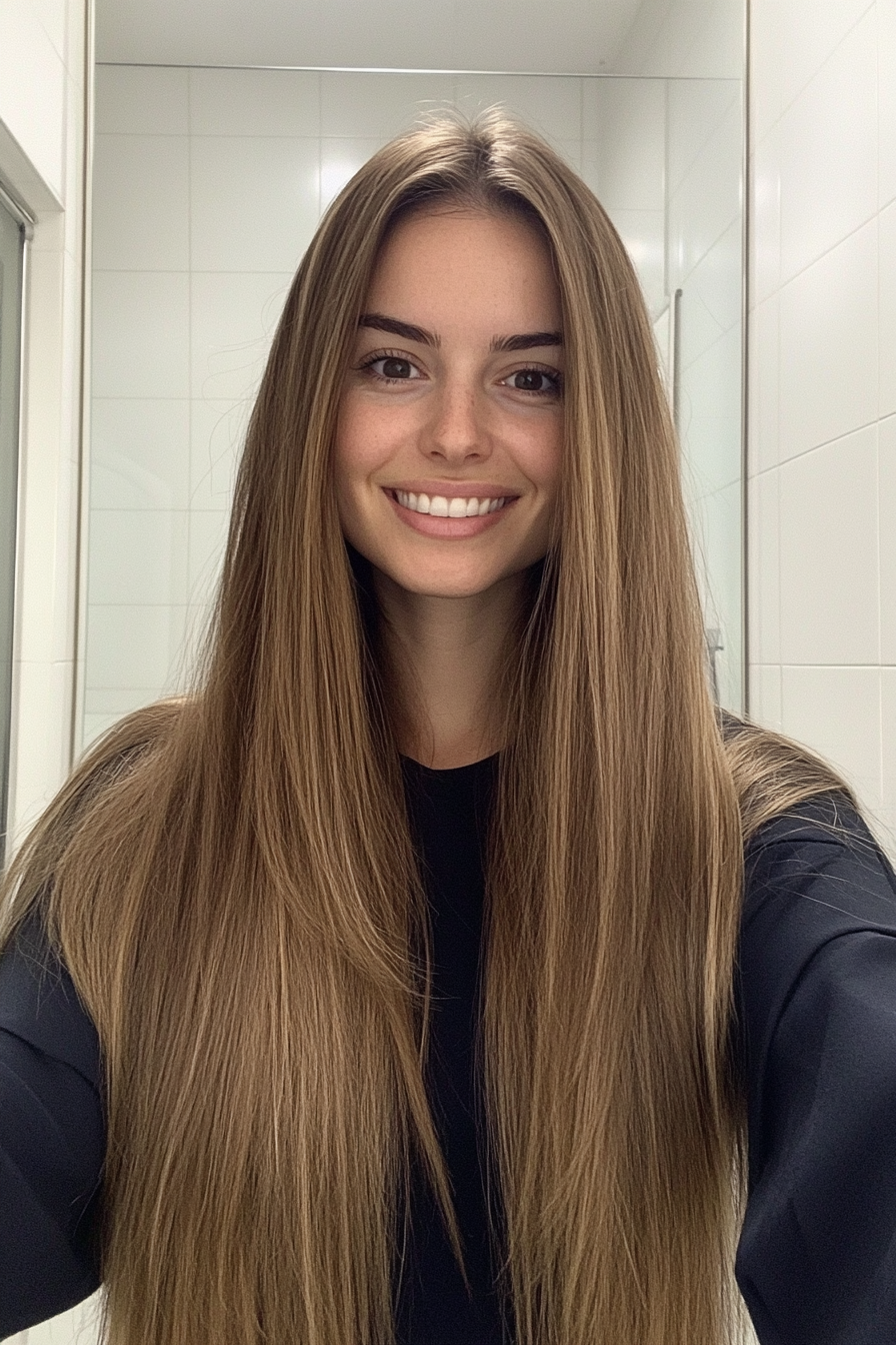 25. Light Brown with Blunt Ends (Long Hairstyles For Women Over 40) - Long Hairstyles For Women Over 40