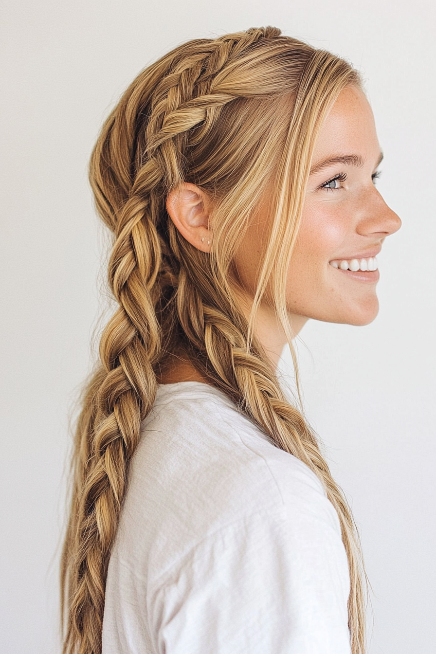 9. Honey Blonde Loose Braids (Wedding Hairstyles For Long Hair) - Wedding Hairstyles For Long Hair