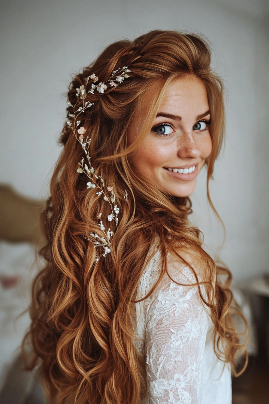 12. Cinnamon Loose Curls (Wedding Hairstyles For Long Hair) - Wedding Hairstyles For Long Hair
