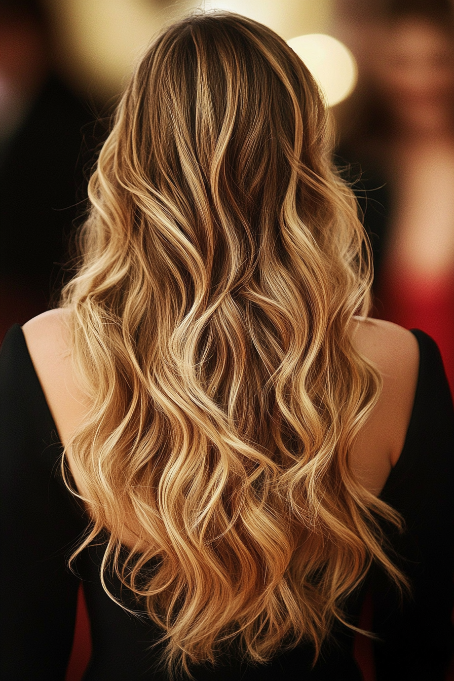 14. Honey Ombre Tousled Waves (Wedding Hairstyles For Long Hair) - Wedding Hairstyles For Long Hair