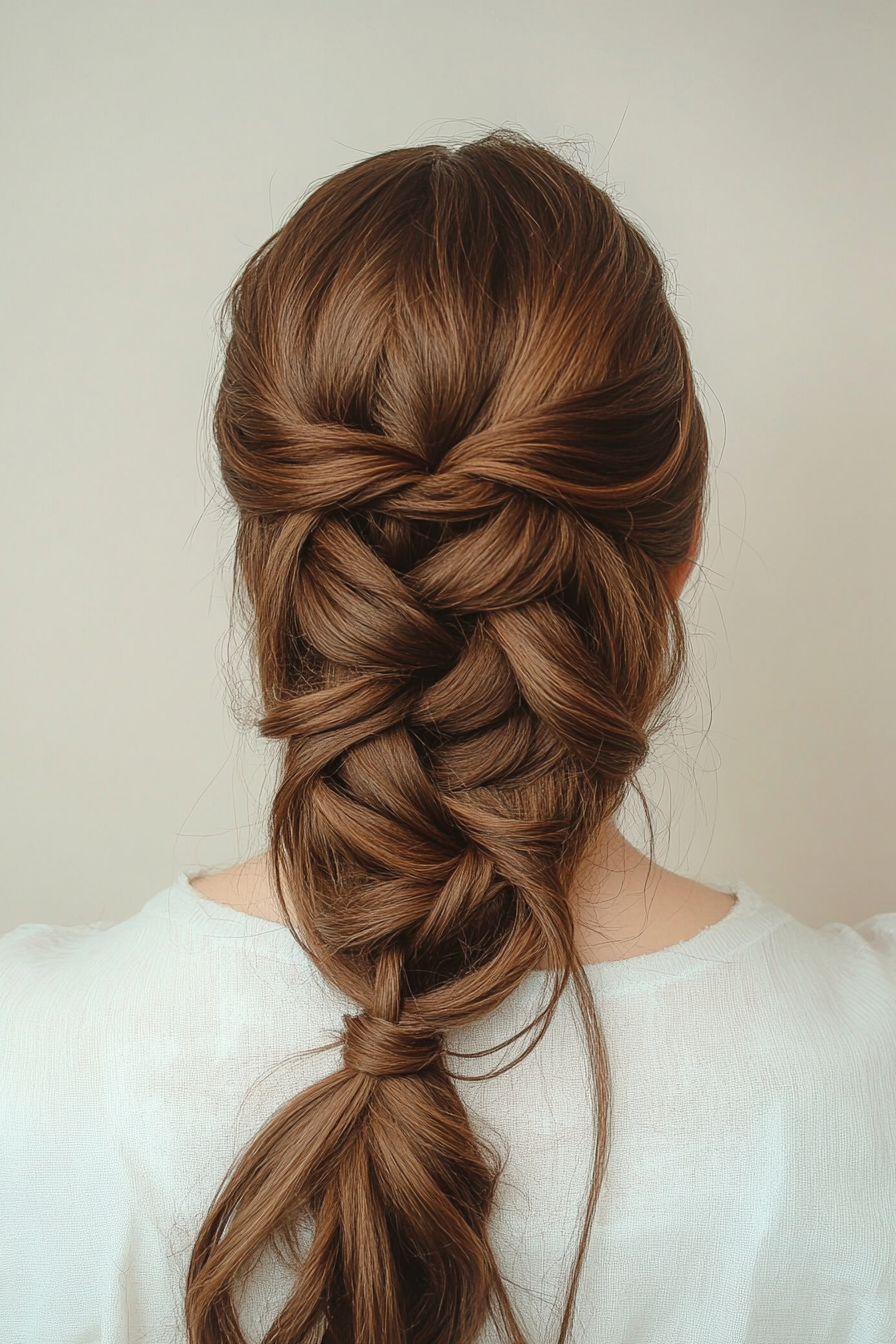 15. Chocolate Brown Infinity Braid (Wedding Hairstyles For Long Hair) - Wedding Hairstyles For Long Hair