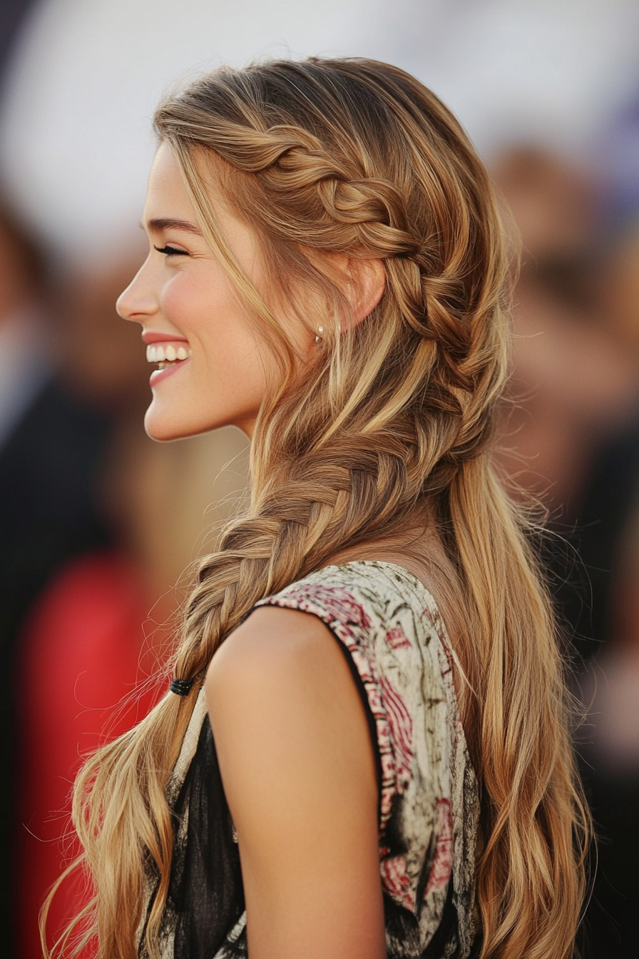 20. Ash Blonde Side Braid (Wedding Hairstyles For Long Hair) - Wedding Hairstyles For Long Hair