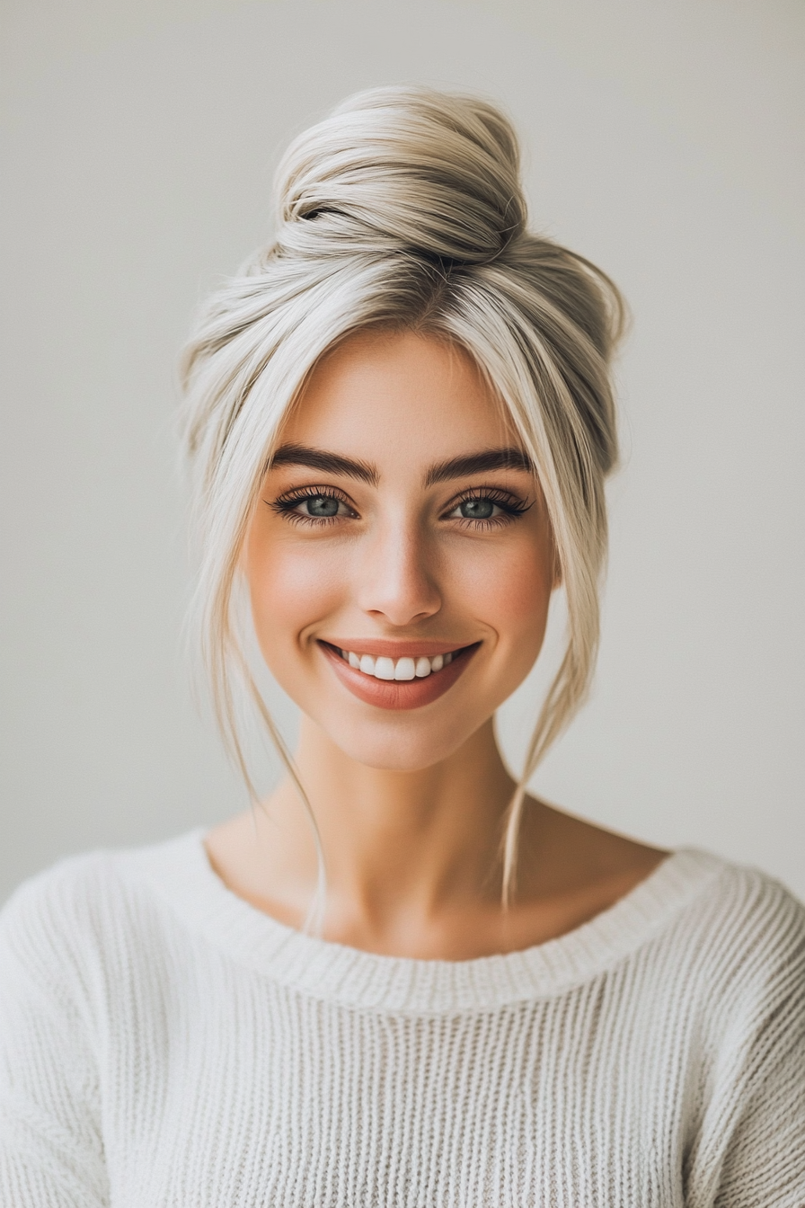 26. Platinum Blonde Twisted Bun (Wedding Hairstyles For Long Hair) - Wedding Hairstyles For Long Hair