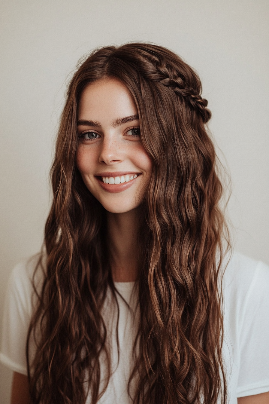 5. Espresso Waterfall Braid (Wedding Hairstyles For Long Hair) - Wedding Hairstyles For Long Hair