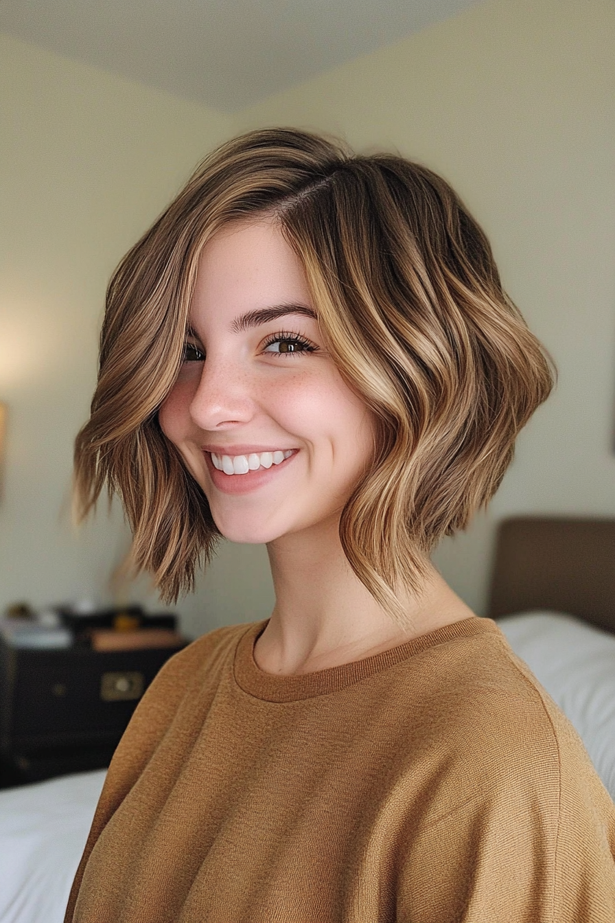 1. Golden Caramel Layered Bob (Inverted Bob Haircuts) - Inverted Bob Haircuts