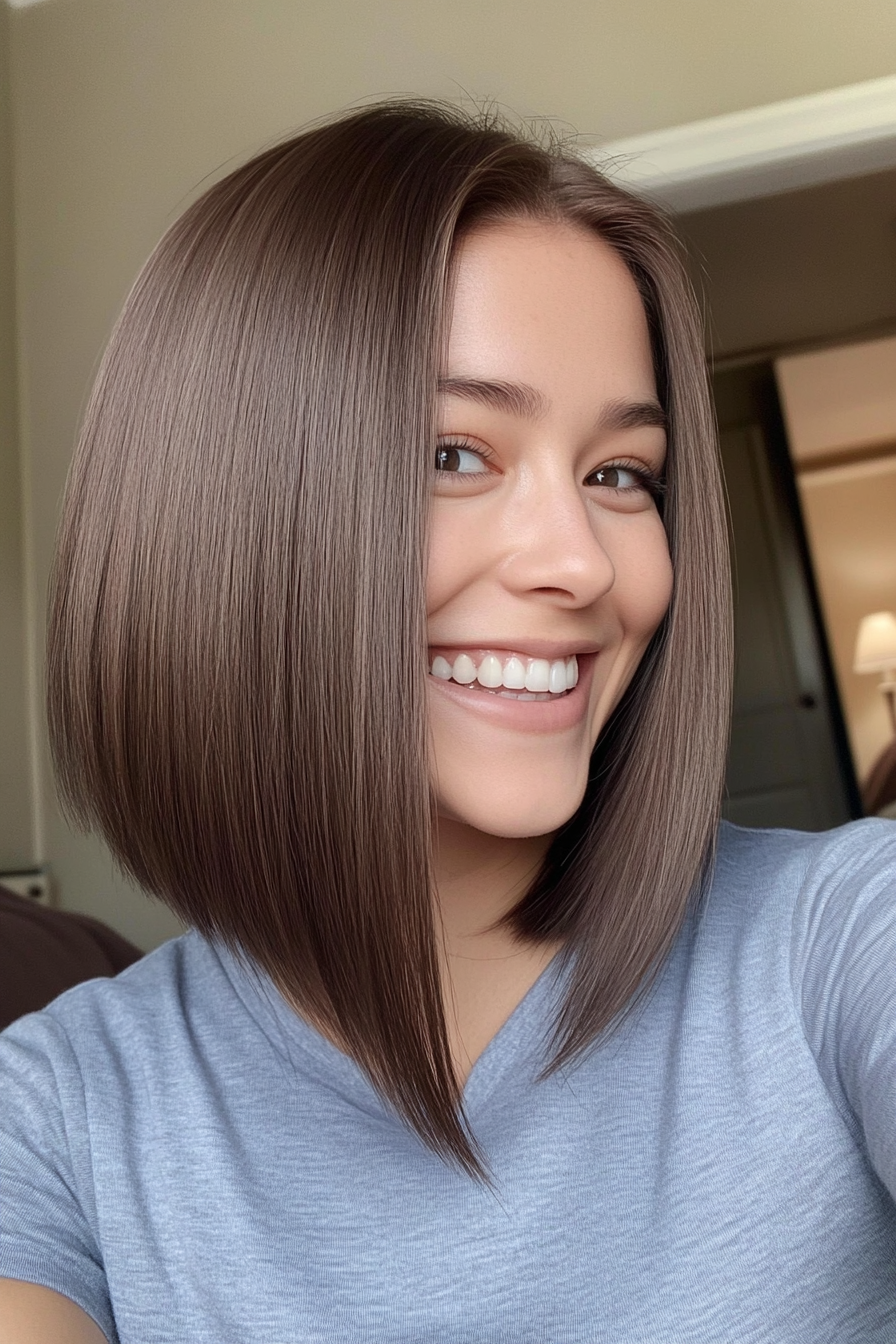 2. Ash Brown Sleek Inverted Bob (Inverted Bob Haircuts) - Inverted Bob Haircuts