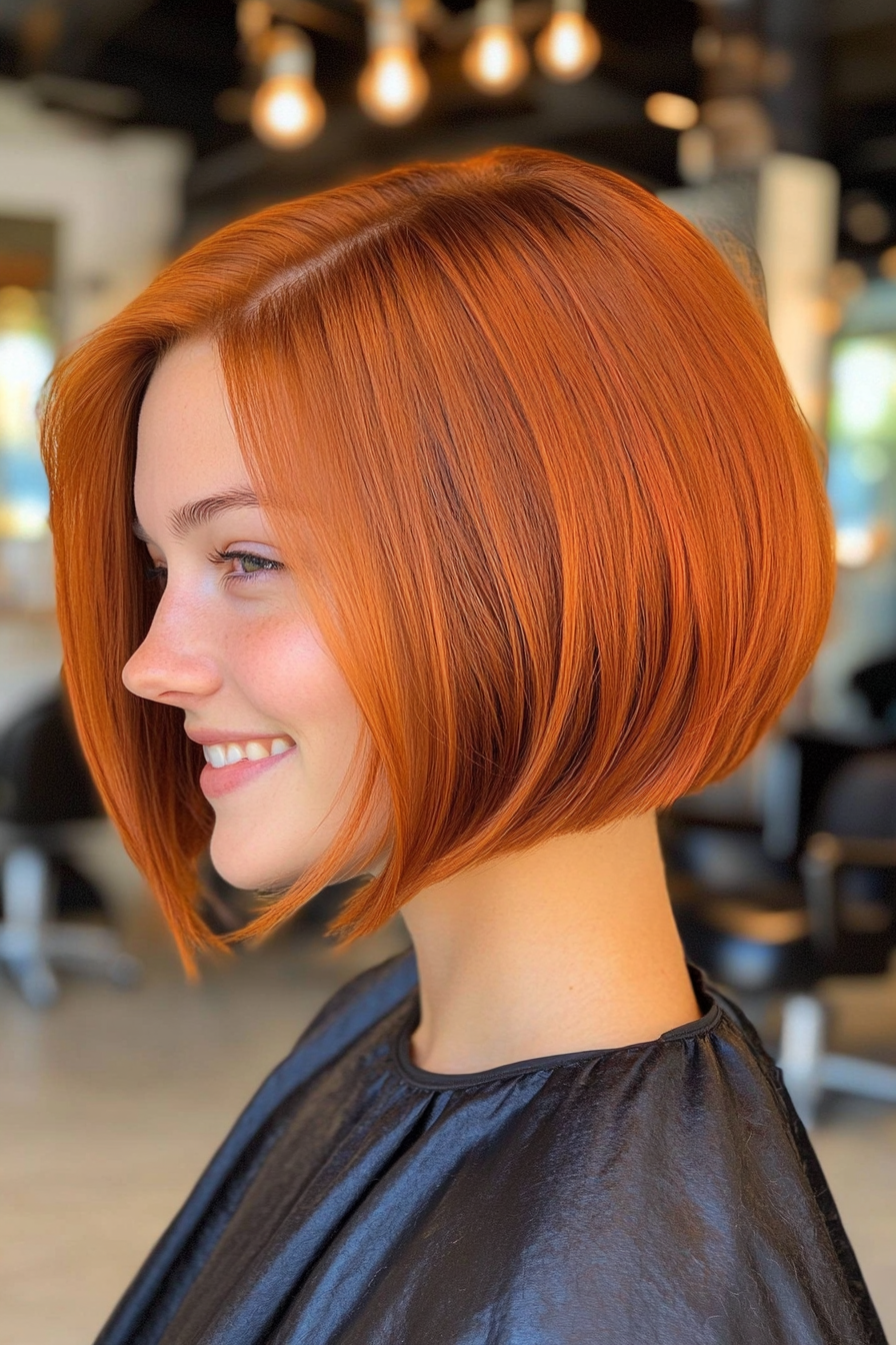 14. Copper Angled Bob (Inverted Bob Haircuts) - Inverted Bob Haircuts