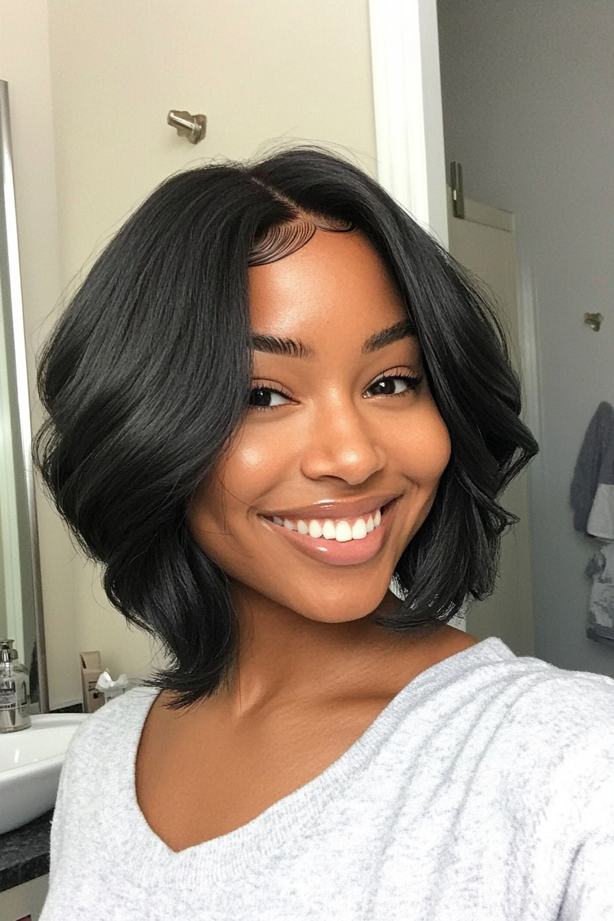 15. Natural Black Curved Bob (Inverted Bob Haircuts) - Inverted Bob Haircuts