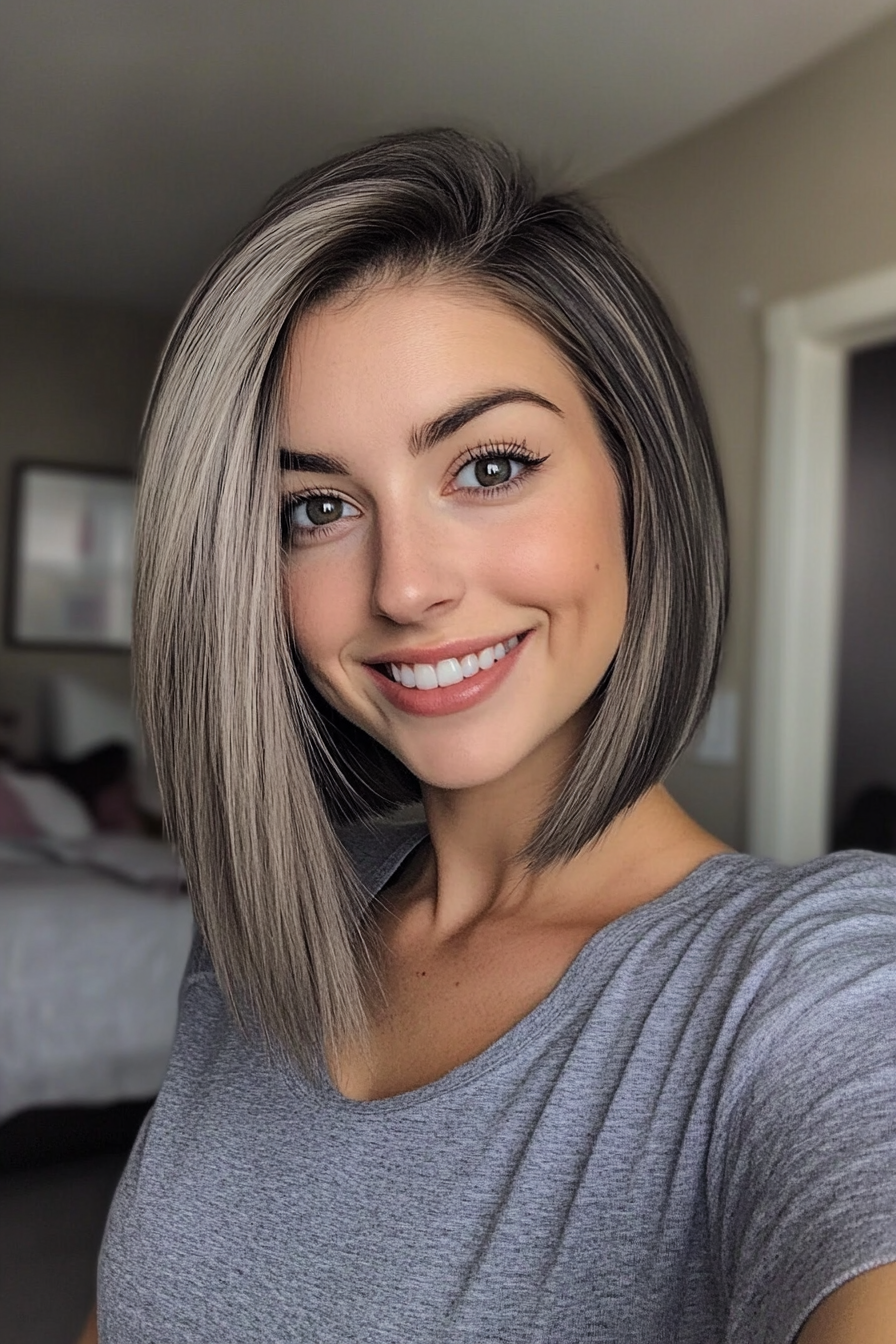 17. Dark Ash Blonde Asymmetrical Bob (Inverted Bob Haircuts) - Inverted Bob Haircuts