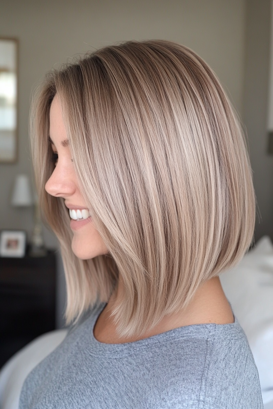 22. Beige Blonde Graduated Bob (Inverted Bob Haircuts) - Inverted Bob Haircuts