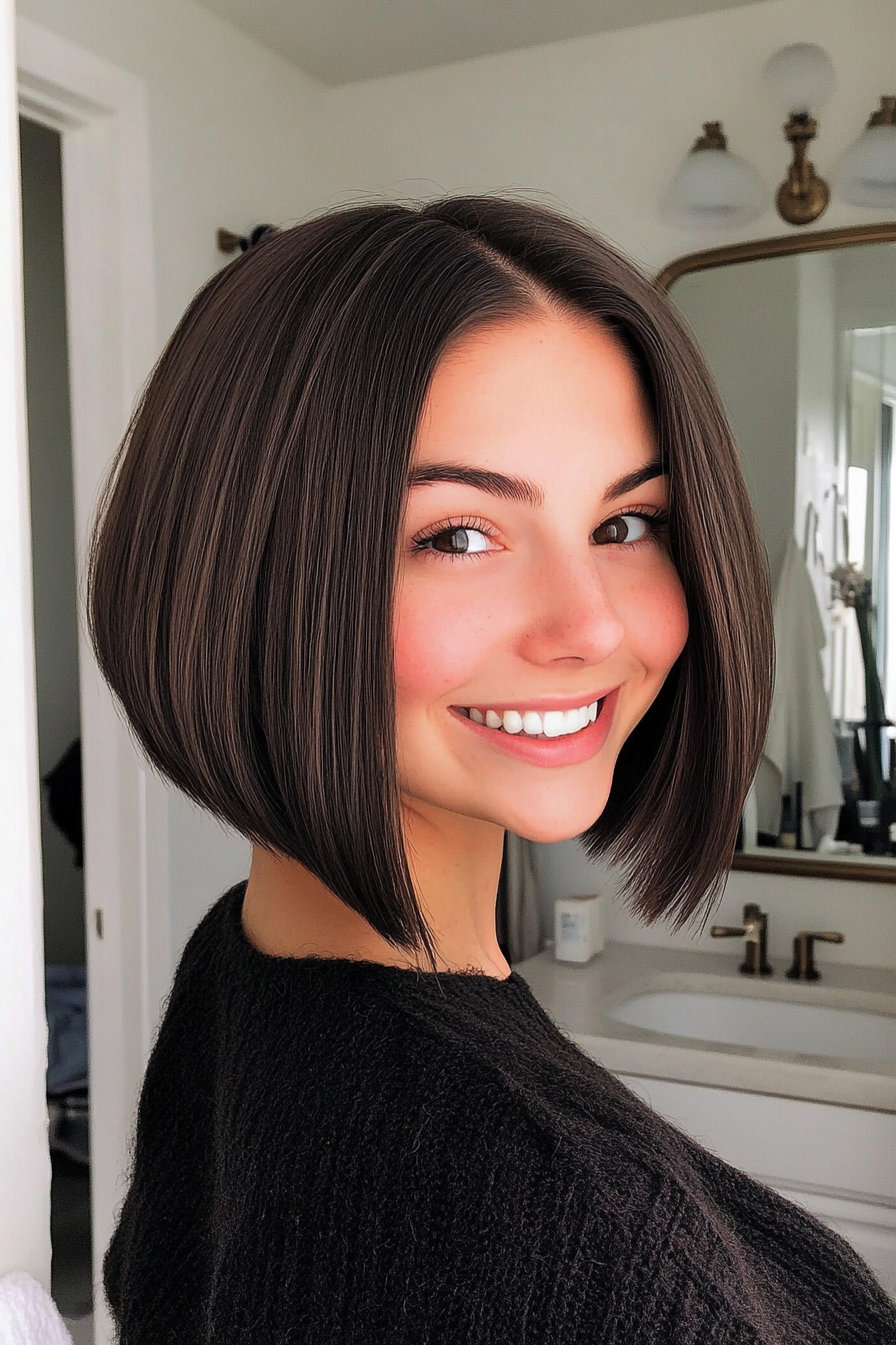 25. Charcoal Brown Blunt Bob (Inverted Bob Haircuts) - Inverted Bob Haircuts